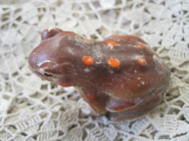 Ceramic Orange Frog  Vintage Flower Pot Decor 2.5"