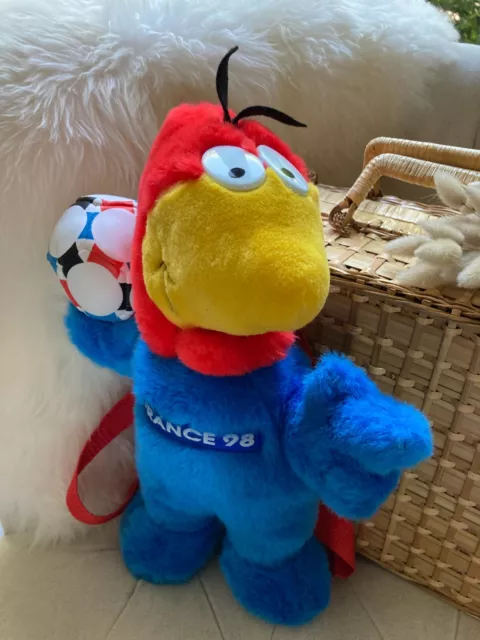 🍓 Mascotte Peluche Doudou Sac à Dos Footix Coupe du Monde Football France 1998