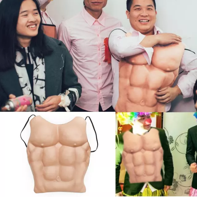 Fake Chest Muscle Belly Six Pack Abs Party Clothes Fun U.K G9R3 F8F1