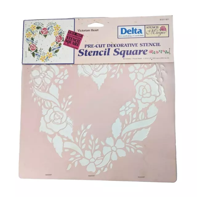 Delta Stencil Magic Floral Victorian Rose Heart Square Pre-Cut 11.25 Sq. NIP