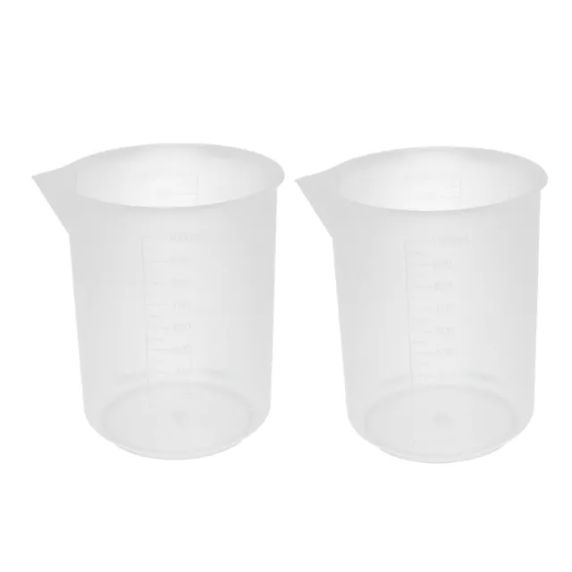 2pcs Cocina Labotary 1000ml plástico taza de medición Jug Pitorro de contenedor