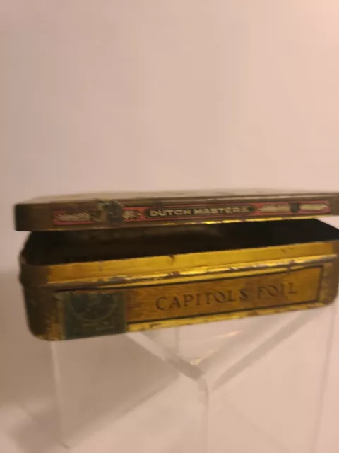 Vintage Dutch Masters Capitols Foil Cigar Metal Tin Advertising Box W/ Ad Sheet 3