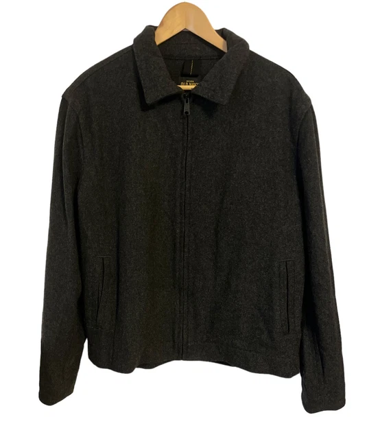 Old Navy Wool Jacket Mens Size Large Coat Thick Pockets Y2K Zip Pockets Gray