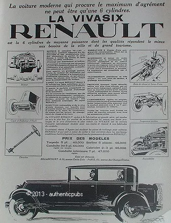 Publicite Automobile Renault La Vivasix 6 Cylindres De 1927 Ad Car Pub Art Deco