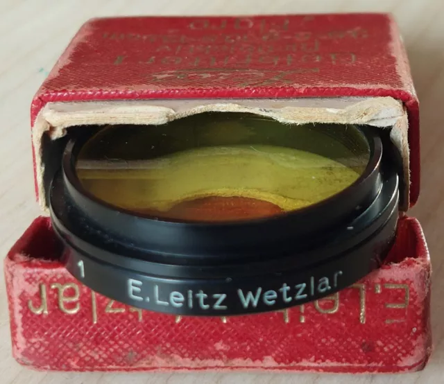 E. Leitz Wetzlar Leica Gelb filter 3,5-5-9-10,5-13,5 cm lens Linse Schwarz Rar