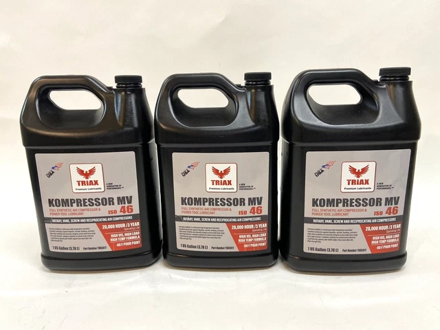 3 Gallons - TRIAX Kompressor MV ISO 46 Full Synthetic Air Compressor Oil