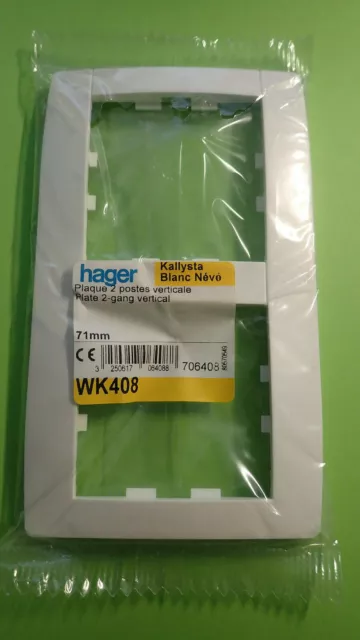 Hager Kallysta WK408 - Plaque Double Kallysta Blanc Neve VERTICALE