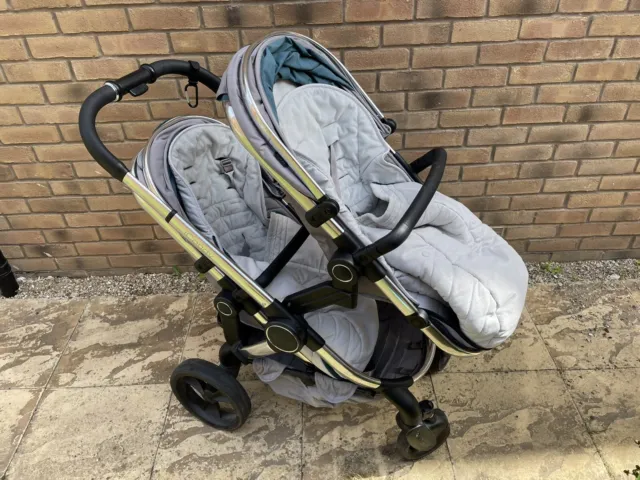 Double iCandy Peach 5 (2019) Stroller & Carrycot - Chrome / Dove grey with board