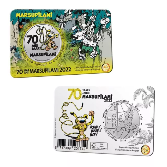 #RM# COINCARD 5 EURO COMMEMORATIVE BELGIQUE 2022 - MARSUPILAMI (color version)