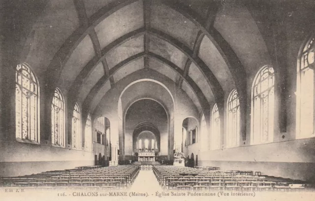 CPA 51 CHALONS Sur MARNE Eglise Sainte Pudentienne ( Vue Intérieure )