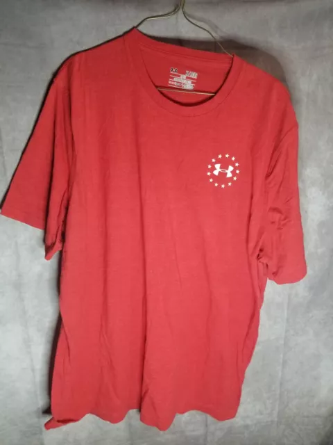 UNDER ARMOUR SHIRT Mens Extra Large Loose Red Heatgear Freedom Flag ...