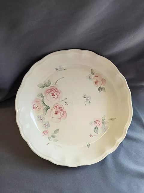 Pfaltzgraff Secret Rose Floral Stoneware Scalloped Pie Baking Plate Dish 9.5"
