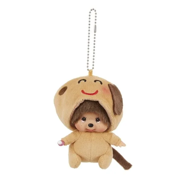 Irasutoya x Monchhichi Big Face SS Key Chain Dog 14cm Toy Plush Goods mascot