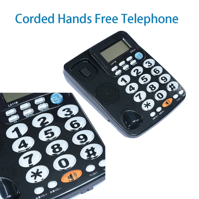 LANDLINE TELEPHONE CORDED Wired Big Button Crystal Dialpad Speakerphone