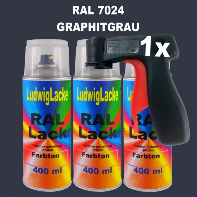 Ral 7024 Gris Graphite Mat 3 X 400ml Spray Freihaus Acrylique (Vernis Incolore)