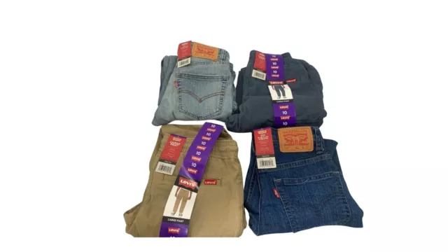 Lot of 4 Levi's Boy Pants Size 10 2 Jeans 2 Cargo Pants Stretch New with Tags