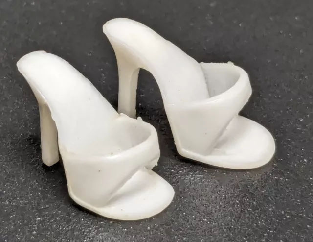 Vintage 1960's Barbie Doll White Open Toe Heels Mules Shoes Japan Original