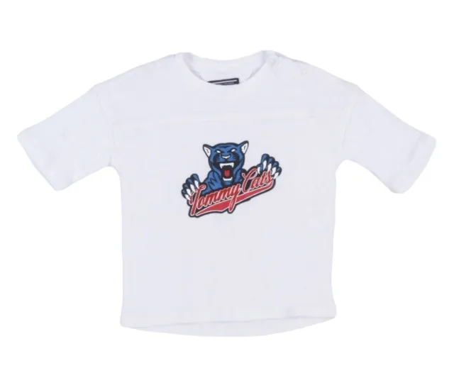 TOMMY HILFIGER T-shirt Top Shirt Tommy Cats White 100% Cotton 9-12 Months