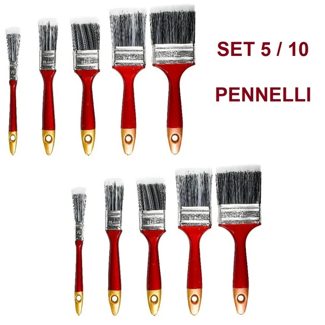 Set Di Pennelli A Doppio Spessore, Per Dipingere Pareti E Recinzioni, Con Manico In Legno, Per Vernice, Pasta, Gesso E Calcare (confezione Da 5 Misure Assortite - Foto 9