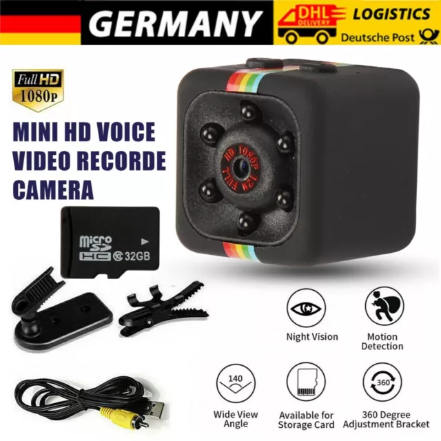 Mini Kamera Überwachungskameras 1080P Full HD Nachtsicht Camcorder & 32GB Karte