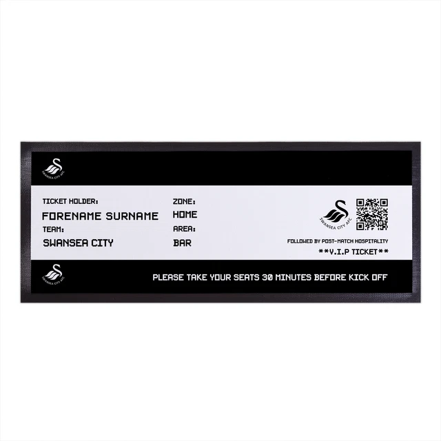 Swansea City AFC Officially Licensed - Ticket - Personalised Bar Runner