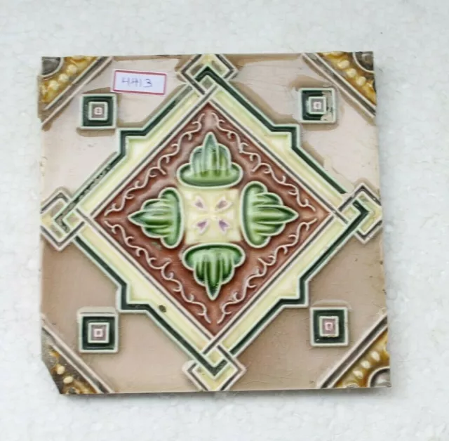 Vintage Tile Art Nouveau Majolica Yellow Flower Design Architecture Tile Nh4413