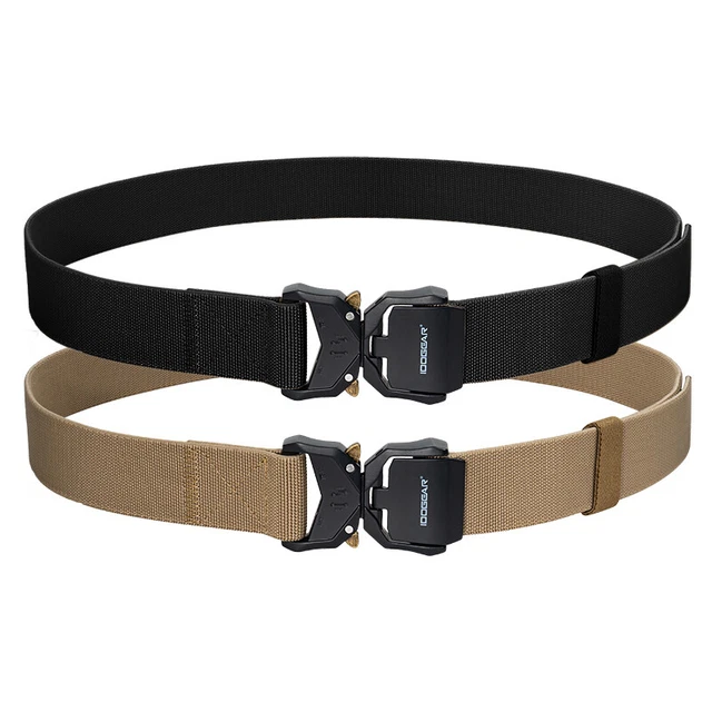 IDOGEAR Ceinture de pistolet Tactique Ceinturon Robustes 1,5 EDC Harnais Utilitaire en Nylon 38 mm Ceintures à cliquet Renforcée pour un Transport Dissimulé (Gray,Small