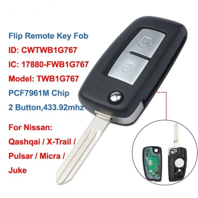 Für Nissan X  Remote Schlüssel Schlüsselrohling Fernbedienung  FB.  433MHz R01
