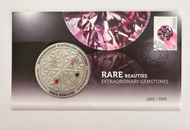 PNC FDC Australia Post 2017 Rare Beauties Extraordinary Gemstones Medallion L/E