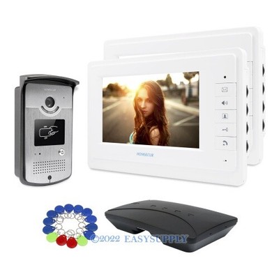 Homsecur 7" Interphone Sécurité Entée Portier Vidéo Avec Caméra à Déverouiller Par Badges 