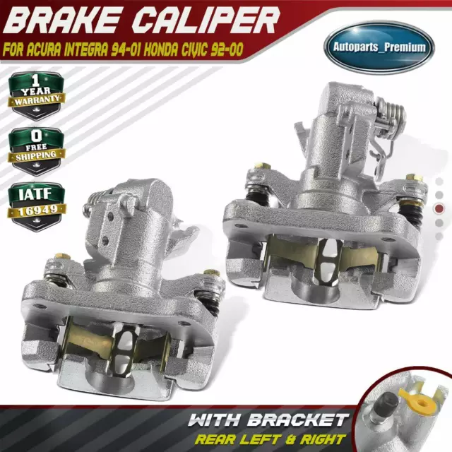 2x Disc Brake Caliper w/ Bracket for Honda Civic Acura Integra Rear Left & Right