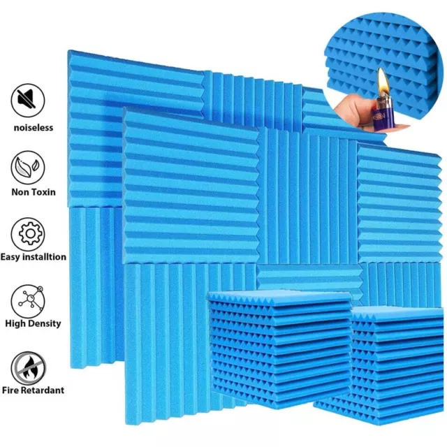 lot 72 PACK 12"X12"X1" Acoustic Foam Panel Wedge Studio Soundproofing Wall Tiles