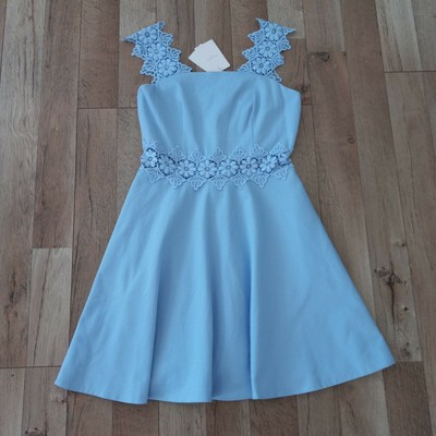 Ted Baker London Monaa Lace Trim Textured Skater Dress Purple Size 3