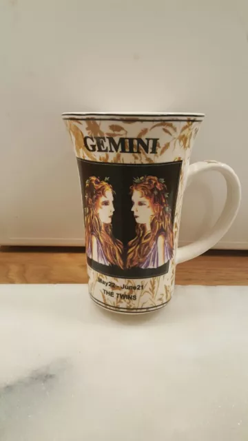 Gemini Bone China Zodiac Coffee Mug H13cm X W9cm Vgc by E2