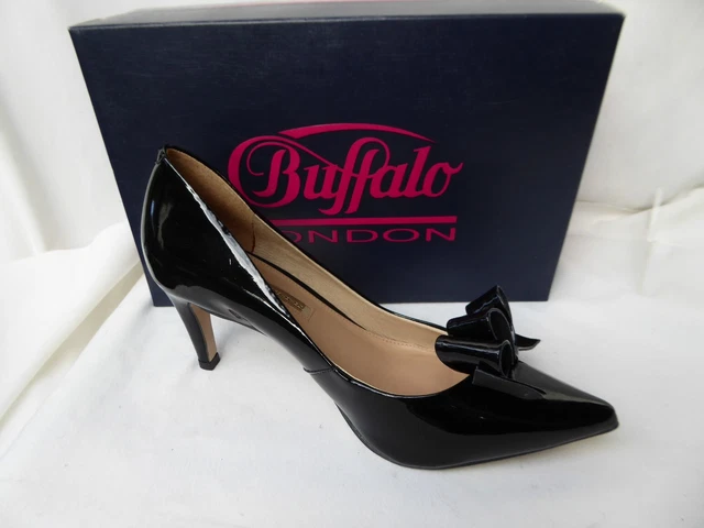 BUFFALO LONDON ESCARPINS CUIR vernis noir sexy t 39 PARFAIT ETAT