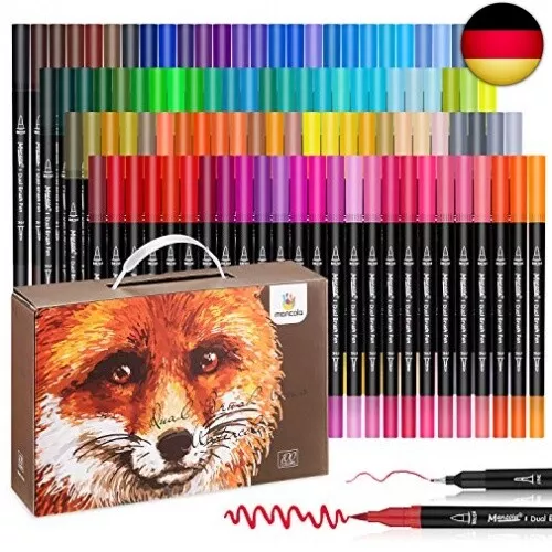 mancola 100 Filzstift Set, Aquarell Marker Stift Set Doppelspitze Textmarker,