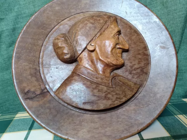 Vintage Hand Carved Wooden decorative Plate/Grandmother/Wall hanging decoration