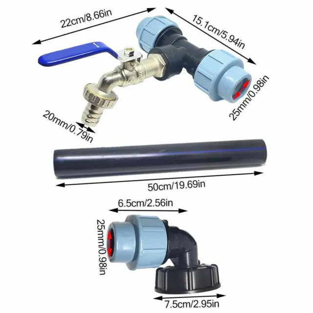 IBC Adapter Verbindungsset für 2-3 Tanks Nebeneinander Schwanenhals Auslauf 3