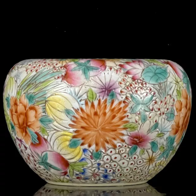 Chinese Pastel Porcelain Handmade Exquisite Flowers&Plants Brush Washer 14580