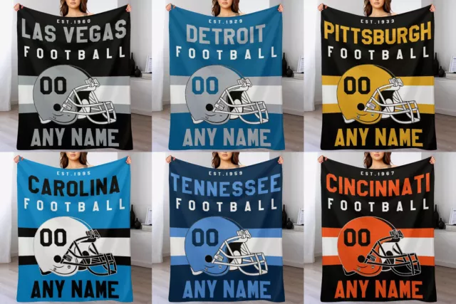 Customized Football Throw Blanket -Personalized Name and Number -Gifts for Fans