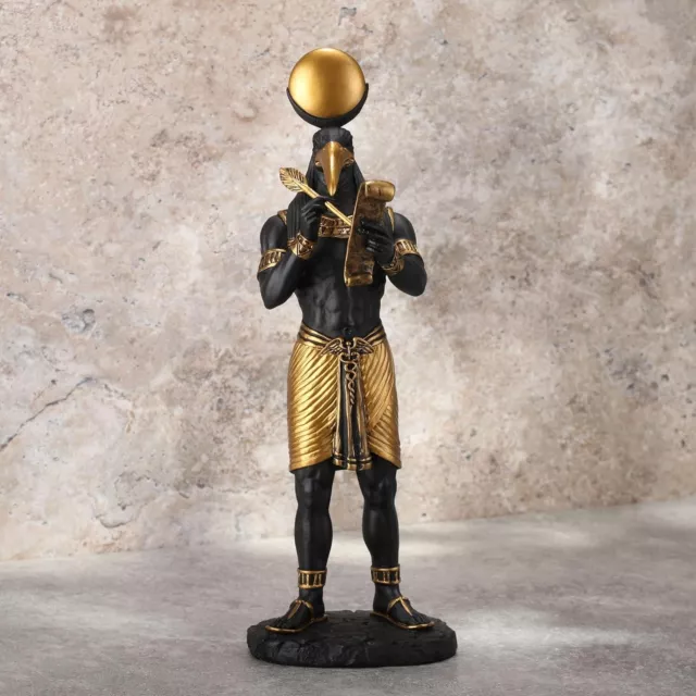 Veronese Design 11 Inch Thoth Egyptian God of Knowledge Black Gold Resin Statue