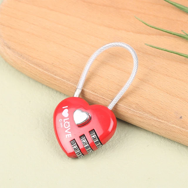 Love Password blocco filo corda blocco borse da viaggio 3 bit serratura digitale lucchetto cuore_x