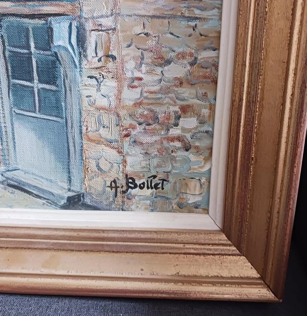 tableau ancien huile sur toile signé avec cadre a restaurer 3