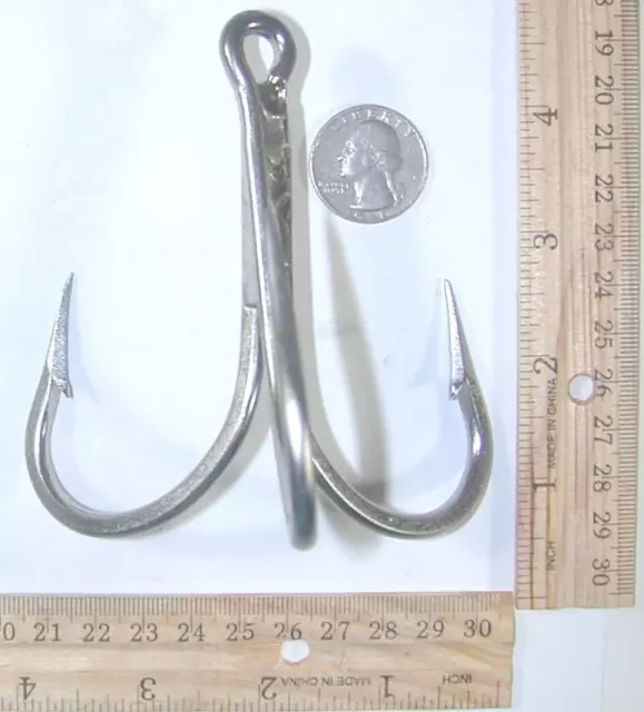 1 PC 10/0 Stainless Steel welded treble hook really big fish or Small Pier  Gaff $13.40 - PicClick