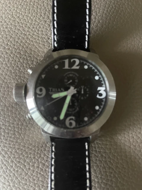 Montre Trias Automatique Ovale - 35 Pierres, Boîtier Acier 41mm, Bracelet Cuir Brun - Mixte