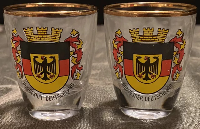Vintage Shot Glass Germany Bundesrep Deutschland  Crest Short Schnaaps Whiskey