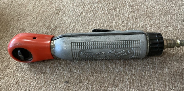 Vintage Snap On Tools FAR25 1/4" drive air ratchet with red rubber boot