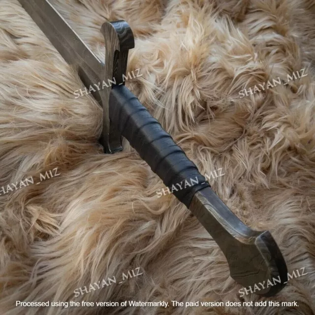 Handmade Damascus Steel Double Edge Viking Sword, Battle Ready With Sheath 3