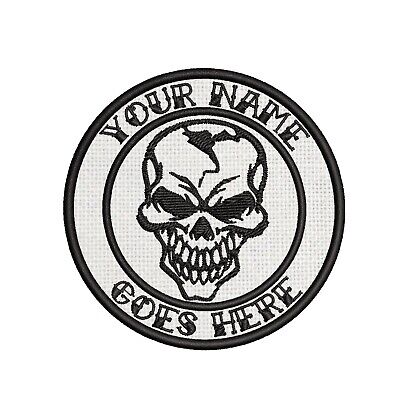 Custom Name Tag Skull Pirate Patch Embroidered Iron-on Applique Skeleton