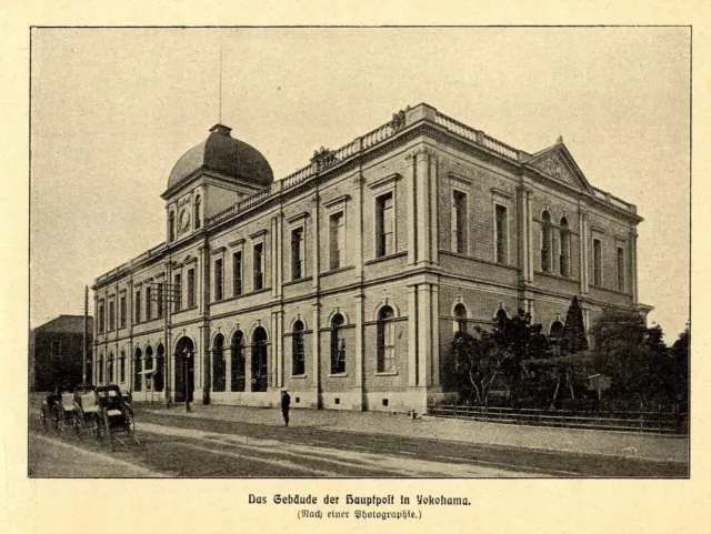 Japan Das Gebäude der Hauptpost in Yokohama. Histor. Bilddokument von 1905